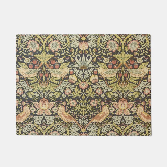 Strawberry Thieves by William Morris, Vintage Art Doormat (Front)