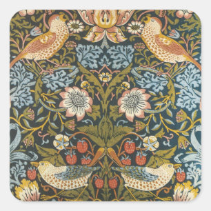 Strawberry Thieves William Morris Antique Pattern Square Sticker
