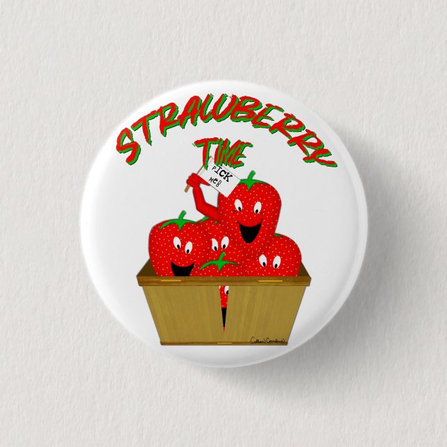 Strawberry Time! 3 Cm Round Badge (Front)
