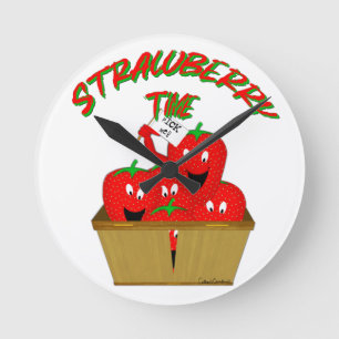 Strawberry Time! Round Clock