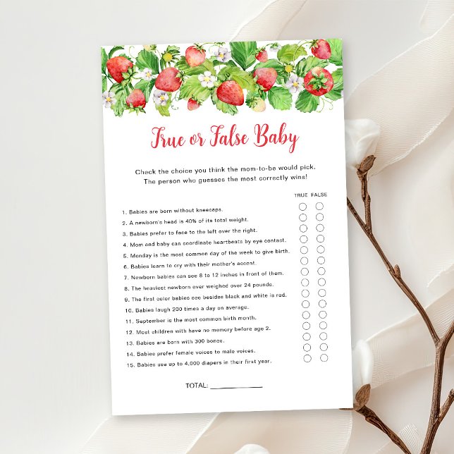 Strawberry True or False Baby Shower Game (Creator Uploaded)