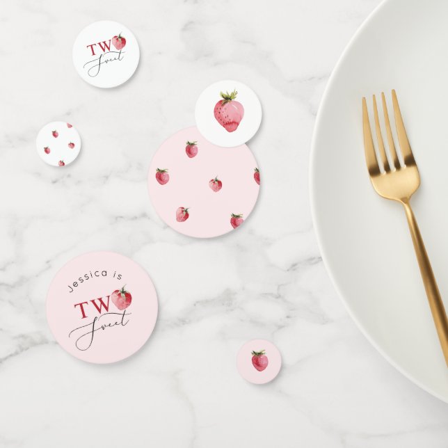 Strawberry two sweet birthday party Table Confetti (Group)