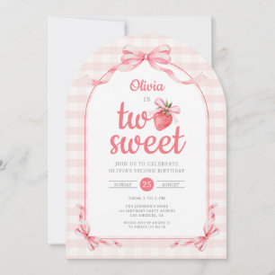 Strawberry Two Sweet Girl 2nd Birthday Arch Invitation
