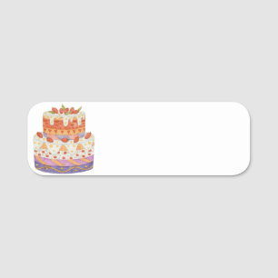 Strawberry two-tier cake name tag
