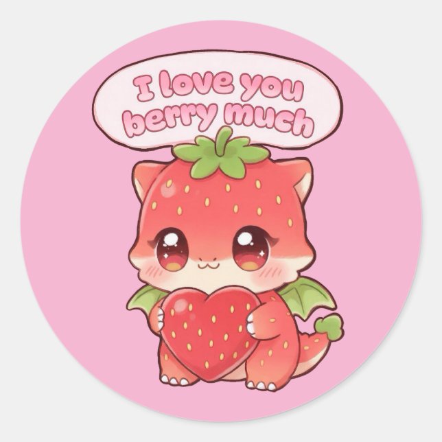 Strawberry Valentine Classic Round Sticker (Front)