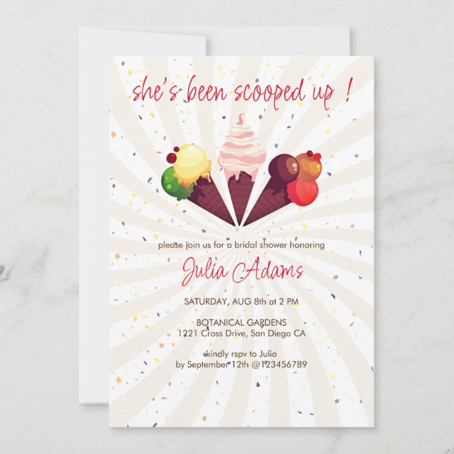 Strawberry Vanilla Choco Scoop Bridal Shower Invitation (Front)