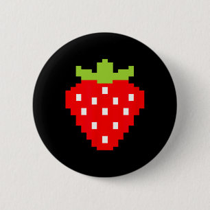 Strawberry Video Game Player 1  6 Cm Round Badge