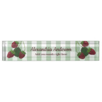 Strawberry Vine And Gingham Desk Nameplate