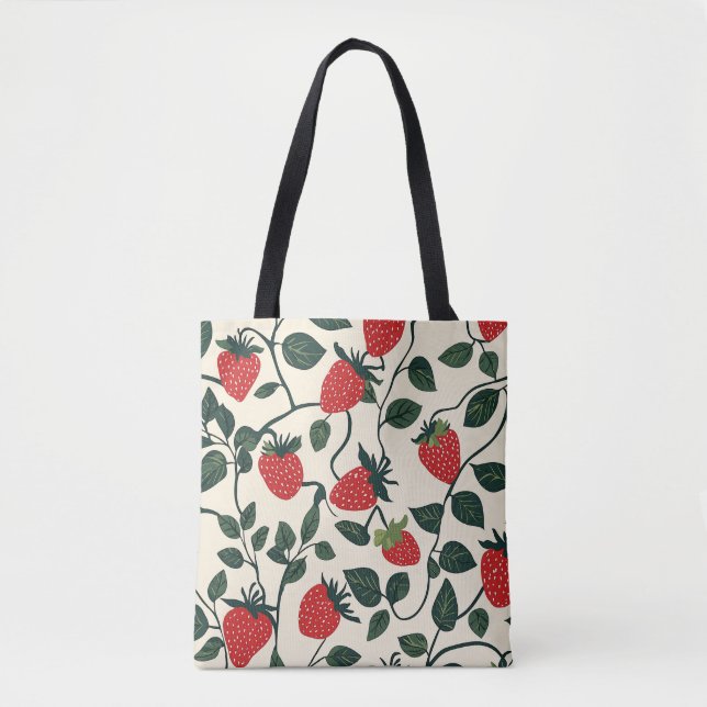 Strawberry Vine Pattern Tote Bag (Front)