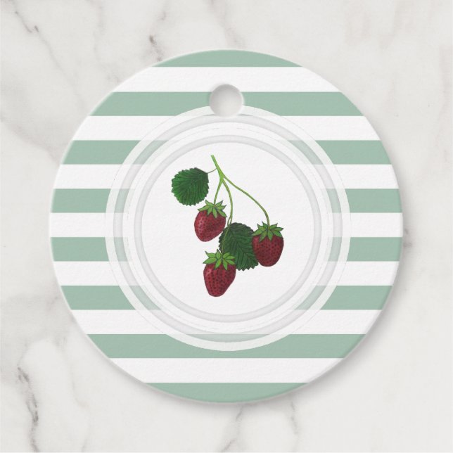 Strawberry Vine Personalised Favour Tags (Front)