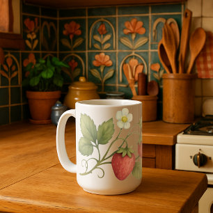 Strawberry Vine With Flowers Coffee Mug