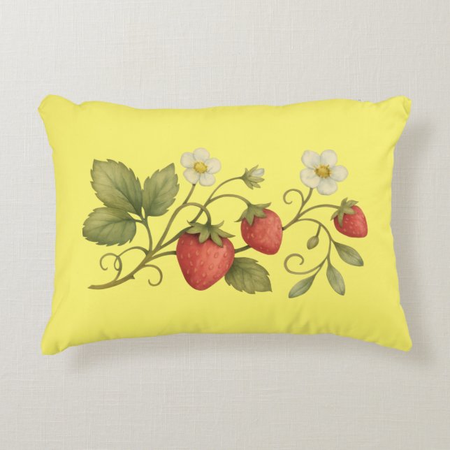 Strawberry Vine With Flowers Decorative Cushion (Front)