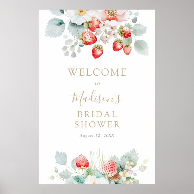 Strawberry Vines Bridal Shower Welcome Sign (Front)