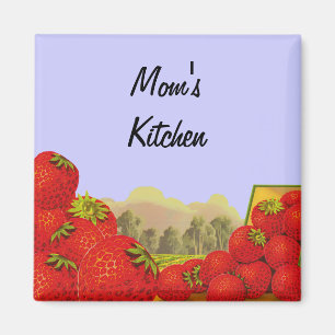 Strawberry Vintage Crate Art Custom Kitchen Magnet