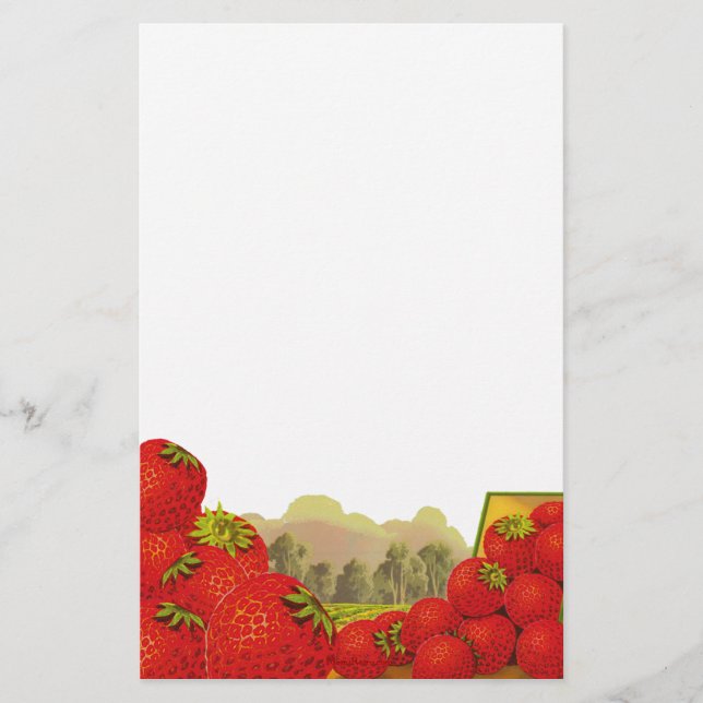 Strawberry Vintage Crate Art Stationery (Front)