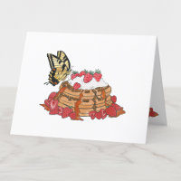 Strawberry Waffles and Butterfly Art Blank