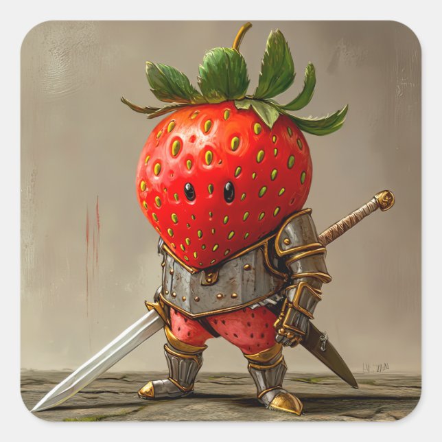 Strawberry Warrior Square Sticker (Front)