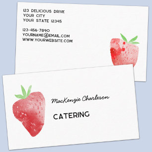 Strawberry Watercolor Catering Services Business Card