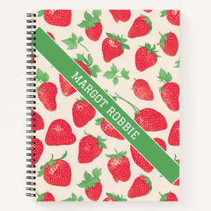 Strawberry Watercolor Colourful Pattern Notebook