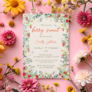 Strawberry Watercolor Gender Neutral Baby Shower Invitation