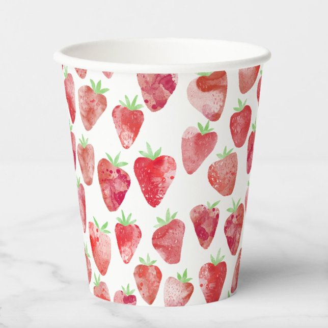 Strawberry Watercolor Paper Cups (Strawberry watercolor pattern paper cup)