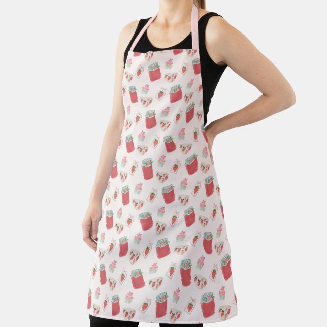 Strawberry Watercolor Pattern  Apron (Insitu)
