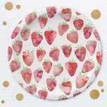 Strawberry Watercolor Pattern Paper Plate<br><div class="desc">Cute,  sweet and modern watercolor strawberry design.  Original art by Nic Squirrell</div>