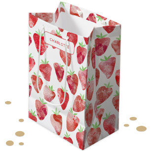 Strawberry Watercolor Personalised Medium Gift Bag