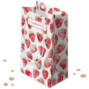 Strawberry Watercolor Personalised Small Gift Bag
