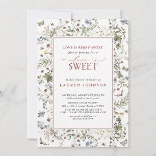 Strawberry Watercolor Red Bridal Shower Invitation