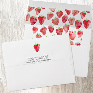 Strawberry Watercolor Return Address Envelope