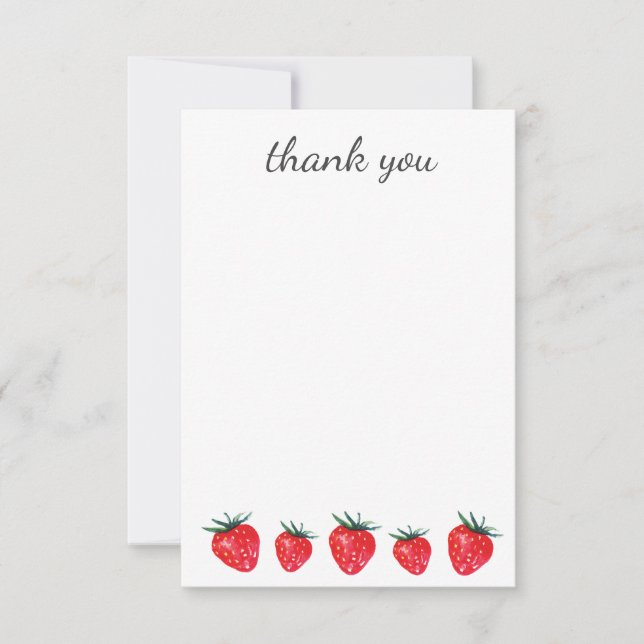 Strawberry Watercolor Thank You Notes (Front)