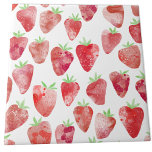 Strawberry Watercolor Tile<br><div class="desc">Sweet and fruity strawberry watercolor pattern in red,  pink and white.  Original art by Nic Squirrell.</div>