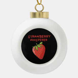 Strawberry Whisperer Ceramic Ball Christmas Ornament