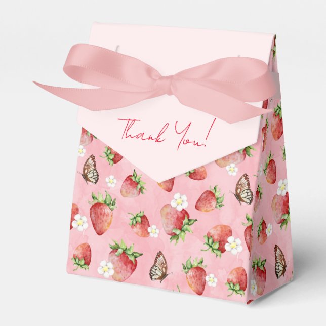 Strawberry with Butterfly Favour Box (Front Side)