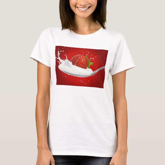Strawberry with milk splash T-Shirt (Front)