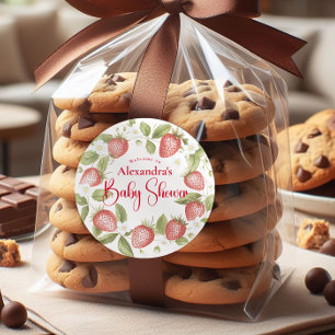 Strawberry Woodland Baby Shower Classic Round Sticker