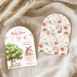 Strawberry Woodland Baby Shower Invitation