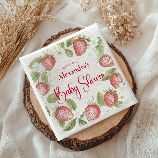 Strawberry Woodland Baby Shower Napkin (Creator Uploaded)