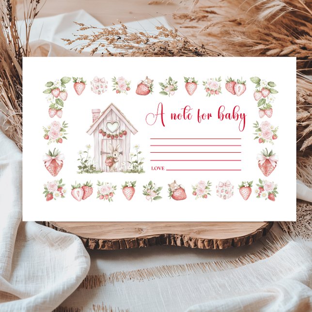 Strawberry Woodland Baby Shower Note for Baby Enclosure Card (Creator Uploaded)