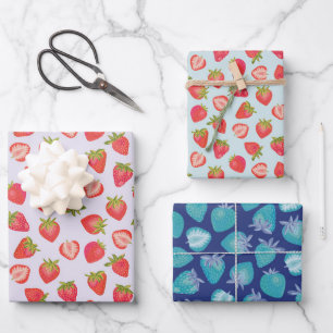 Strawberry Wrapping Paper, Set of 3 sheets