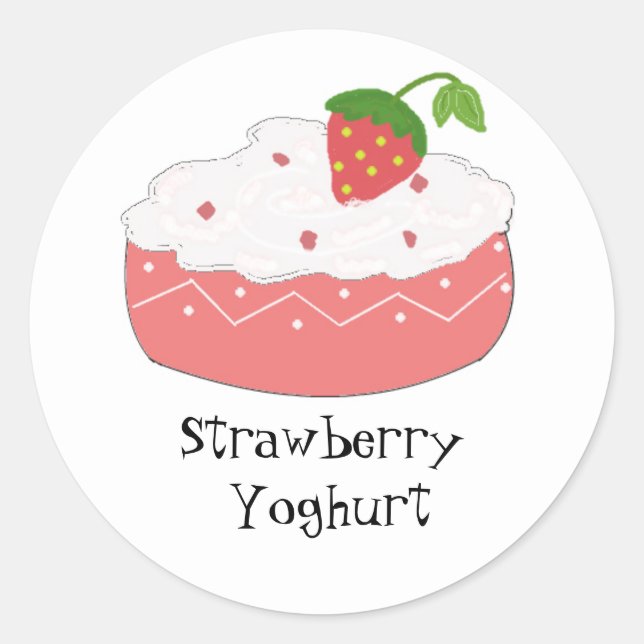 Strawberry Yoghurt Classic Round Sticker (Front)