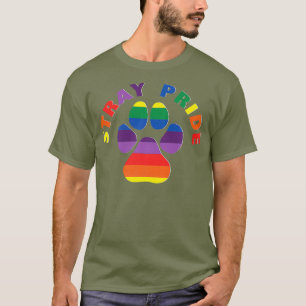 Stray Pride Cat Dog Animal Rescue Rainbow Paw T-Shirt