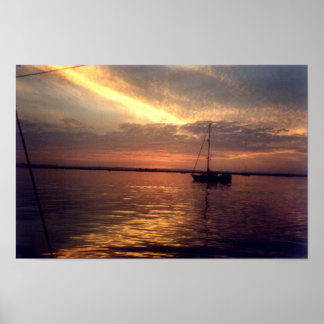 Streaked sky at sunset poster