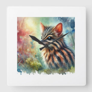 Streaked Xenops 050824AREF142 - Watercolor Square Wall Clock