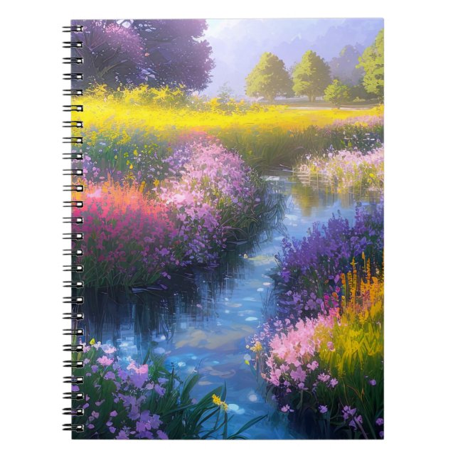 Stream in the Field of Blooms Notebook (Front)