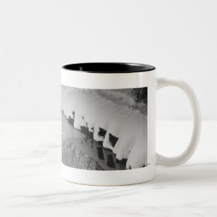 Stream in winter B&W Two-Tone Coffee Mug
