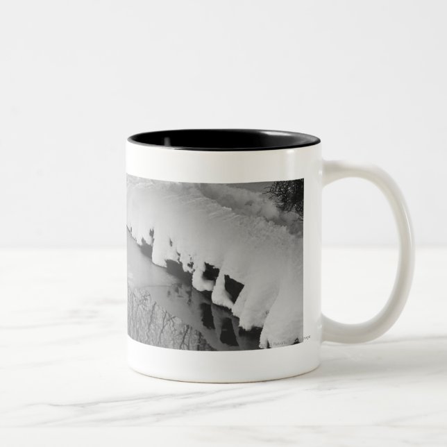 Stream in winter B&W Two-Tone Coffee Mug (Right)