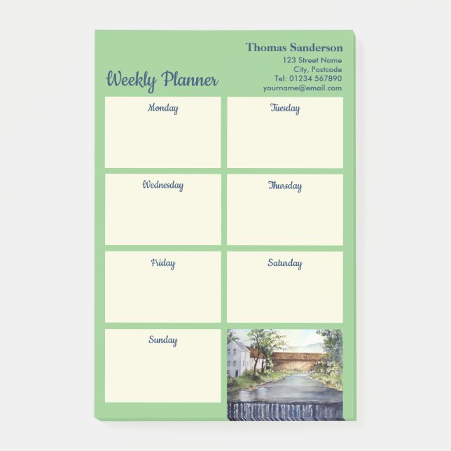 Stream New England Landscape Watercolor Painting Post-it Notes (Front)