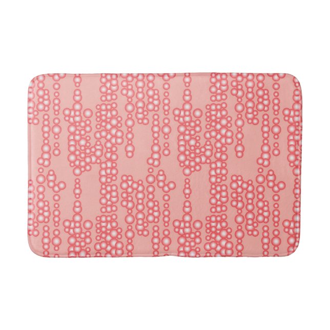 Stream of bubbles, coral pink bath mat (Front)